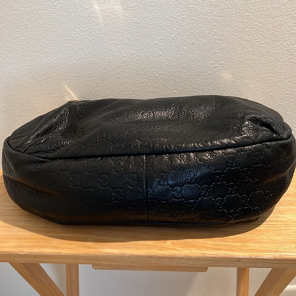 💎AUTHENTIC GUCCI GUCCISSIMA LARGE BLACK LEATHER BAG WITH GOLD HARDWARE💎 - Picture 8 of 14